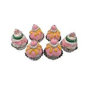Cupcake Pastel Bakery Claydough Christmas‎ Ornaments Lot of 6
